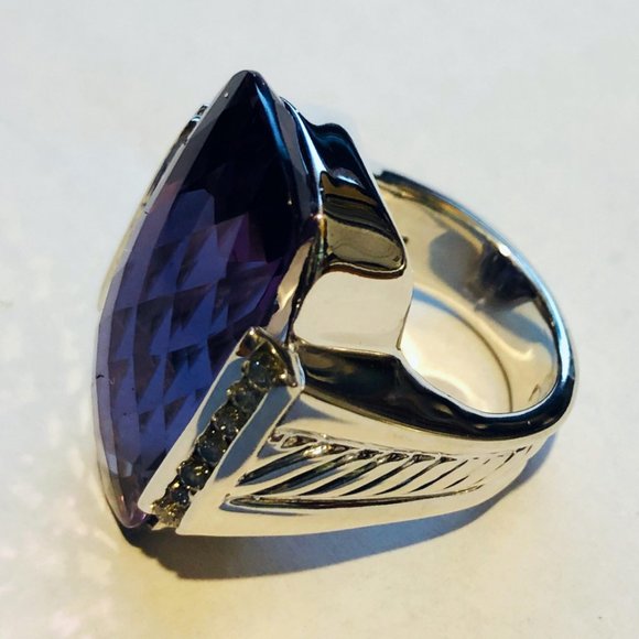 David Yurman Deco Amethyst & Diamond Sterling Sil - Picture 10 of 10